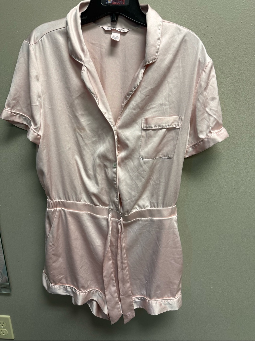 Victoria's Secret Pale Blush Satin Romper